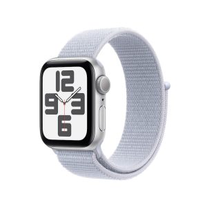 Apple Watch SE GPS 40mm Alu Silber Sport Loop Armband Blue Cloud