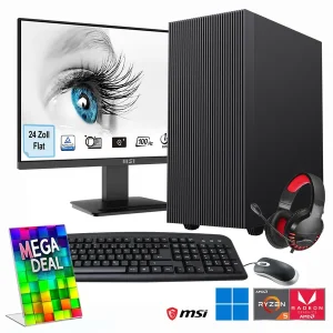 Hyrican MegaDeal Multimedia PC SET2472 7372 + MSI PRO MP2412DE + Maus, Tastatur & Headset