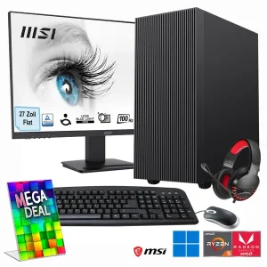 Hyrican MegaDeal Multimedia PC SET2475 7372 + MSI PRO MP273ADE + Maus, Tastatur & Headset