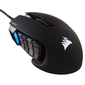 Corsair Scimitar Elite RGB MMO Gaming Maus, Black, 18.000DPI, 1000Hz, RGB-Beleuchtung, 17 Tasten