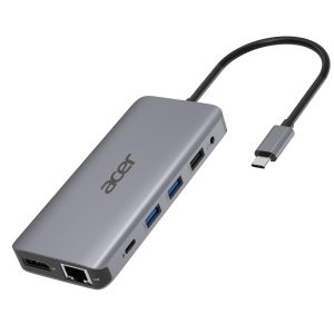 Acer 12in1 Type C dongle 2 x USB3.2, 2 x USB2.0, 1x SD / TF, 2 x HDMI, 1 x PD, 1 x DP, 1 x RJ45, 1 x 3.5 Audio