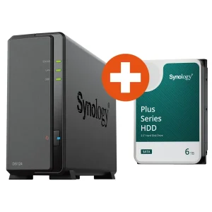 Synology DS124 NAS System 1-Bay 6 TB including 6 TB Synology HDD HAT3300-6T