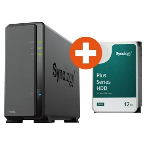 Synology DS124 NAS System 1-Bay 12 TB including 12 TB Synology HDD HAT3310-12T