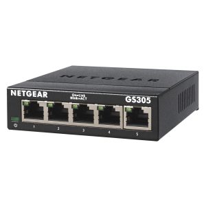 Netgear GS305 5-Port Gigabit Switch (1000 Mbit / s, unmanaged, plug-and-play, fan-free)