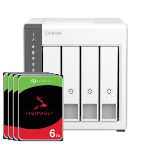 QNAP Systems TS-433-4G 24TB Seagate IronWolf NAS-Bundle NAS inkl. 4x 6TB Seagate IronWolf 3.5 Zoll SATA Festplatte