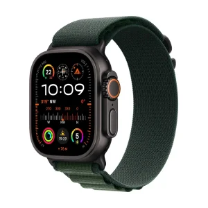 Apple Watch Ultra 2 LTE 49mm schwarzes Titan Gehäuse mit dunkelgrünem Alpin Armband – M