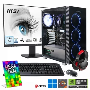 Hyrican MegaDeal Gaming PC Draco XD SET2481 7373 + MSI PRO MP273ADE + mouse, keyboard & # 038; Headset