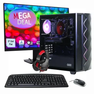 Hyrican MegaDeal Gaming PC Diamond BK SET2504 7390 + MSI PRO MP273ADE + mouse, keyboard & # 038; Headset