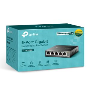 TP-Link TL-SG105E Unmanaged Pro Switch [5x Gigabit Ethernet, Plug-and-Play, Robustes Metallgehäuse]