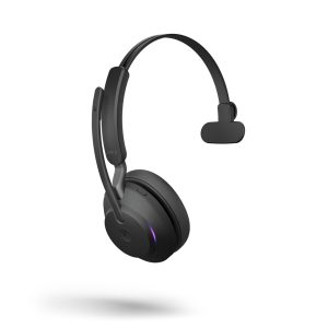 Jabra Evolve2 65 Headset, Mono, kabellos, schwarz Bluetooth, inkl. Link 380 USB-A, inkl. Ladestation, Optimiert Microsoft Teams