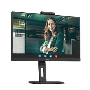 AOC Q27P3CW 27 Zoll QHD Monitor, 2 MP Webcam, höhenverstellbar, Lautsprecher (2560×1440, 75 Hz, HDMI, DisplayPort (in/Out), USB-C (65W PD),