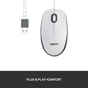 Logitech M100 mouse, wired, USB port, Comprehensive compatibility