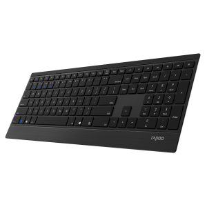 Rapoo Kabellose Ultraflache Multi-Mode-Tastatur “E9500M” schwarz Drahtlose Multimodus-Verbindung, QWERTZ (deutsches)-Layout