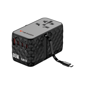 VERBATIM Charge ́n ́ Travel adapter Diamond 85W – integrated retractable USB-C cable CNT-02