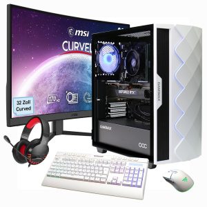 GAMEMAX MegaDeal Gaming-PC Diamond WT SET2518 7395 – Intel Core i7-14700F | 32 GB RAM | 1 TB SSD | NVIDIA RTX 4070 + MSI