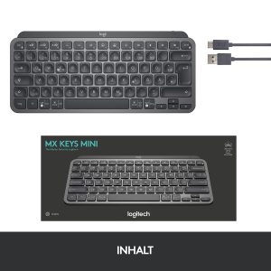 Logitech MX Keys Mini Minimalist Wireless Illuminated Keyboard, kabellose Bluetooth-Tastatur , graphite