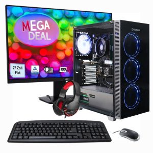 HYRICAN Gaming-PC Draco XD SET2481 7373 – AMD Ryzen 5 5500 | 32 GB RAM | 1 TB SSD | NVIDIA RTX 4060 + MSI PRO MP273ADE –