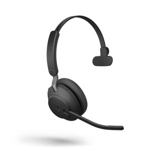 Jabra Evolve2 65 Headset, Mono, kabellos, schwarz Bluetooth, inkl. Link 380 USB-C, Optimiert Microsoft Teams