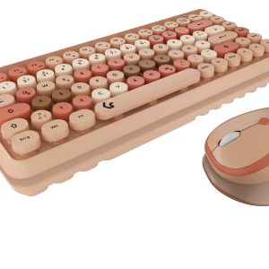 KeySonic KSKM-5200M-RF Maus-Tastatur-Set (DE) [Maus-Tastatur-Set, Mini Tastatur, runde Tasten, Mehrfarbig sand/cremefabig]