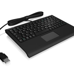 KeySonic ACK-3410 USB-Tastatur (DE) Kompakt-Mini-Tastatur mit integriertem Smart-Touchpad, SoftSkin Beschichtung, Leiser Tastenanschlag