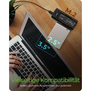 ICY BOX IB-180MS-C31 DockingStation für NVMe M.2 SSD und SATA Laufwerk – mit USB Type-C® zu Type-C®/Type-A Kombokabel