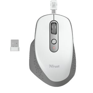 TRUST Ozaa kabellose optische Maus, 2 Scrollräder, 6 Tasten, USB-Empfänger, weiß
