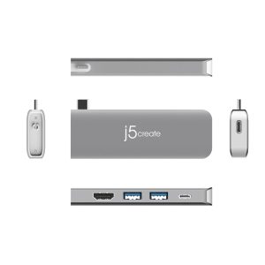 j5create – Modular docking station – HDMI, USB-C, VGA, 5 removable magnet kits