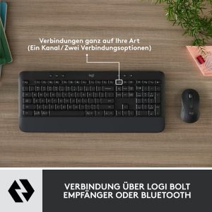 Logitech Signatur MK650 for Business Desktopset, Handballenauflage, Bluetooth, Logi Bolt USB-Empfänger