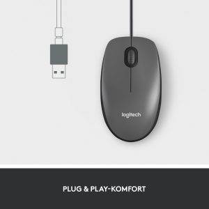 Logitech M100 Maus , Kabelgebunden, USB-Anschluss, Umfassende Kompatibilität