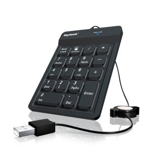 KeySonic ACK-118BK number block made of silicone dust and splash water protected, retractable USB cable