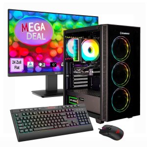 Hyrican GAMEMAX MegaDeal Draco XD 2692 – AMD Ryzen 5 5500, 16 GB RAM, 1 TB SSD, GeForce RTX 5060, W11H + MSI PRO MP2412D