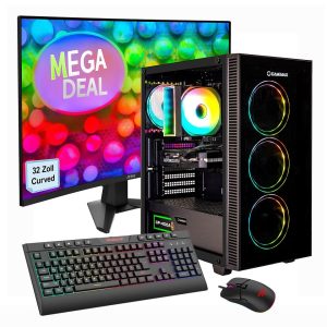 Hyrican GAMEMAX MegaDeal Draco XD 2694 – 32″, AMD Ryzen 5 5500, 16 GB RAM, 1 TB SSD, RTX 5060, W11H + MSI MAG 32C6 32″