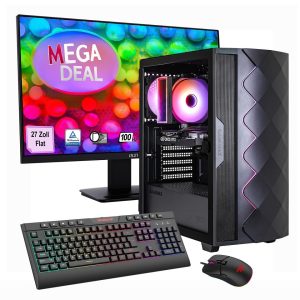 GAMEMAX MegaDeal Diamond BK SET2696 7795 Ryzen 5 5500 16GB 1TB SSD RTX 5050 + MSI PRO MP273A LED-Monitor, 69cm (27) + Ma