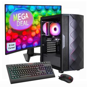 Hyrican GAMEMAX Gaming-PC Diamond BK Komplett-Set – AMD Ryzen 5 5500, 16 GB RAM, 1 TB SSD, RTX 5050, W11H + MSI MAG 32C6