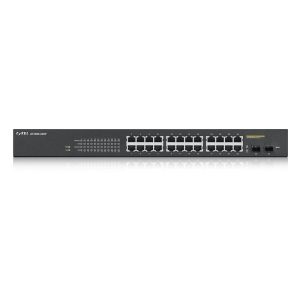 Zyxel GS1900-24HP V2 Smart Managed Switch 24x Gigabit Ethernet (24x PoE+ max. 170 Watt), 2x SFP, Layer 2, Rackmount