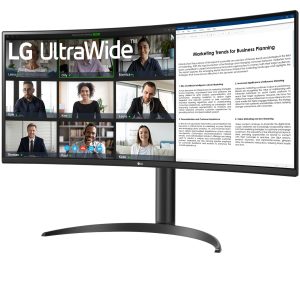 LG 34WR55QK-B Office Monitor – UWQHD, Curved VA Panel Height Adjustable, 100Hz; Power Delivery 65 Watts