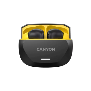 CANYON In-Ear Kopfhörer HEXAGON 7 TWS ANC+ENC, Black Yellow Bluetooth 5.4, Unterstützung für kabelloses Laden, Aktive Geräuschunterdrückung, 4 Mikrofo