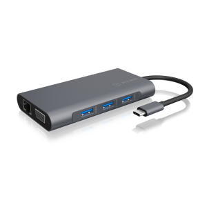 ICY BOX USB Type-C™ DockingStation 1x USB 3.1 Typ-C, 3x USB 3.0, 1x HDMI, 1x VGA, 1x RJ45, Kartenslot, Stereo Combo