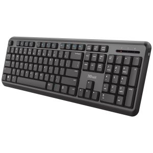 Trust TK-350 Wireless Keyboard, Leise Tasten, DE-Layout Kabellose Verbindung mit einer Reichweite bis zu 10 Meter, Flüssigkeitsgeschütztes Design, Kab