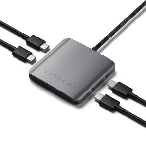 Satechi USB-C PD 4-Port Hub Aluminiumgehäuse, USB-C PD Anschluss zum Laden mit bis zu 100 Watt, 3x USB-C 3.2 Gen 2 Anschlüsse mit bis zu 10 Gbit/s