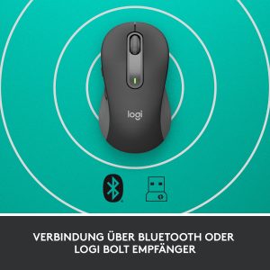 Logitech Signature M650 L Wireless Mouse for Business, Für Rechtshänder, 5 Tasten, Graphite