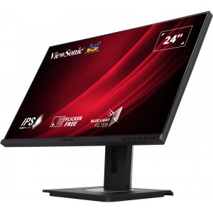ViewSonic VG2448A-2 LED Office Monitor 60,45 cm (23,8 Zoll) Vielseitiger Standfuß und 3 Seiten rahmenlos, Full HD, 16:9, 5ms, IPS, 250cd/m², 100Hz, 99