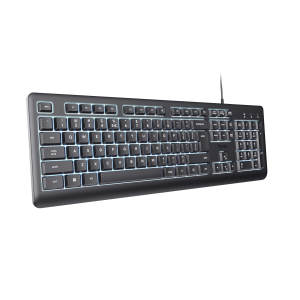 Trust Primo Illuminated Keyboard, Kabelgebunden, USB-A/-C Beleuchtete Tastatur für bequemes und komfortables Tippen bei Tag und Nacht