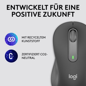 Logitech Signature M650 Large Links, wireless mouse, Bluetooth and Logi Bolt compatible, Siltent Touch, Smartwheel, USB receiver, Graphite