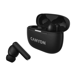 CANYON In-Ear Headphones OnGo TWS-10, Black Bluetooth 5.3, Ambient Noise Cancellation, Four Microphones