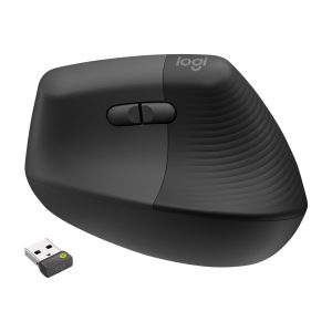 Logitech Mouse Wireless Lift for Business – Vertikale Maus Ergonomisch geformt, Für Rechtshänder, Graphit