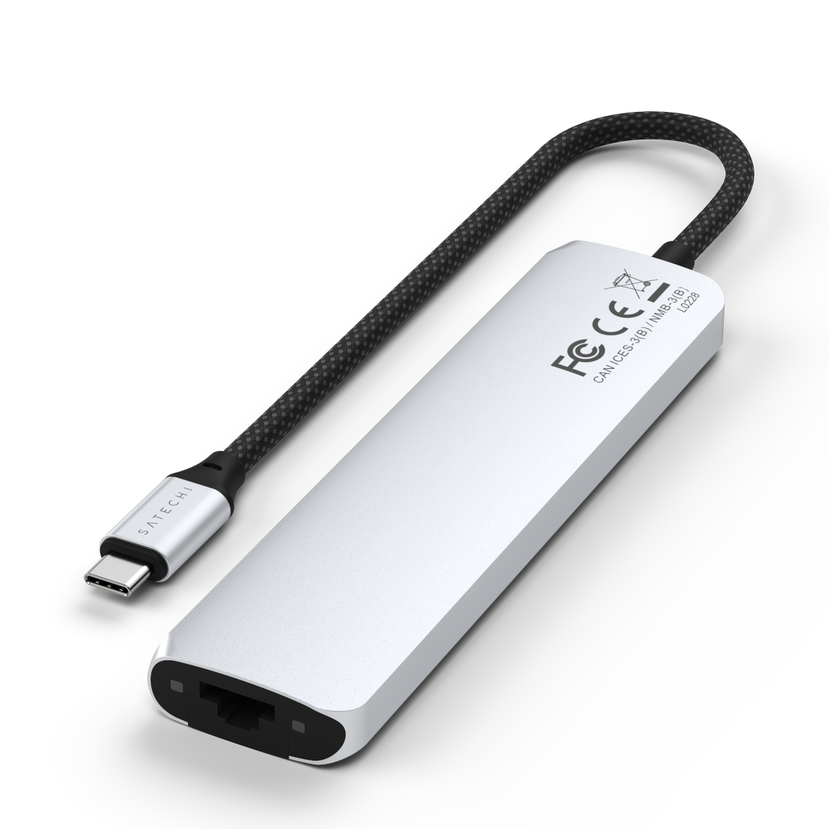 Satechi USB-C 7-in-1 Slim Multiport Adapter with Ethernet Silver