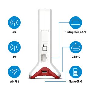 FRITZ!Box 6825 4G WiFi 6 (WLAN AX) Router, max. 600 Mbit/s, 4G-Modem (Nanon SIM)