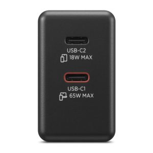 Lenovo Dual USB-C 65W GaN Ladegerät, schwarz