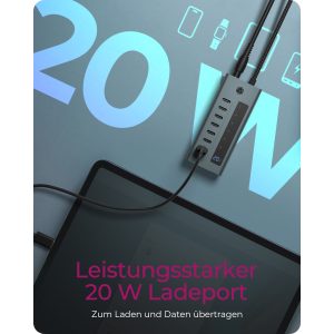 ICY BOX IB-HUB1457-C31 7-port USB Type-C Hub 3.2 Gen 2, blue gray